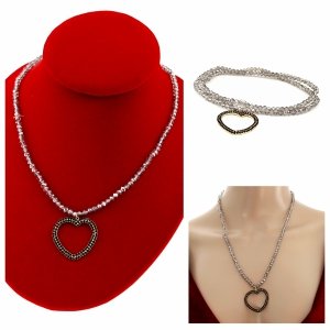 Necklace with sparkling glass crystals on a jewelry elastic chain