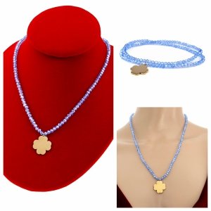 Necklace with sparkling glass crystals on a jewelry elastic chain