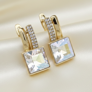 gold plated earrings with exclusive cubic zirconia