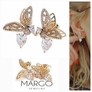 gold plated earrings with exclusive cubic zirconia