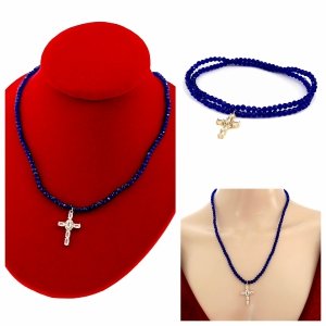 Necklace with sparkling glass crystals on a jewelry elastic chain