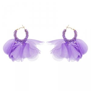 Golden earrings silk flowers