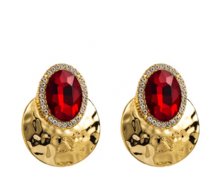 Golden earrings silk flowers