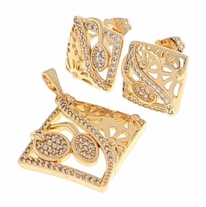 18k gold plated set pendant earrings xuping