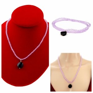 Necklace with sparkling glass crystals on a jewelry elastic chain