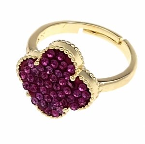 4445 Pierścionek złoty pozłacany 14k regulowany koniczyna marokańska