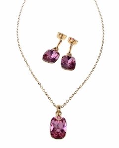 2488 Komplet kolczyki, naszyjnik 40+5cm pozłacany 18k Swaro Austrian Crystal