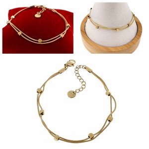 1532a Bransoletka złota 17,5+3 stal chirurgiczna 316L nierdzewna motyl