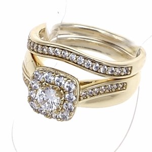 3260 Pierścionek złoty pozłacany 14k cyrkonie 