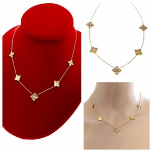 1743 Złoty łańcuszek 40+5 naszyjnik stal chirurgiczna nierdzewna 316L koniczyna 