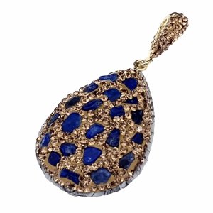 3724L Zawieszka pozłacana 14k lapis lazuli kamień naturalny 1 sztuka