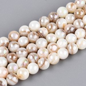 sz36 Koraliki naturalna muszla słodkowodna, kolor AB okrągłe 5mm sznur 38cm 