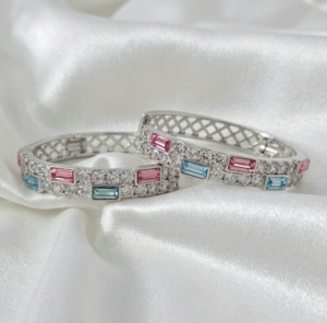 1373 Kolczyki srebrne pozłacane białym złotem wiszące koła 3,5cm