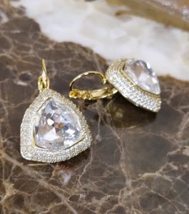 4181 Kolczyki złote pozłacane Austrian Crystal wiszące 14K cyrkonie Xuping 