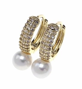 733 Kolczyki złote pozłacane wiszące 14K cyrkonie