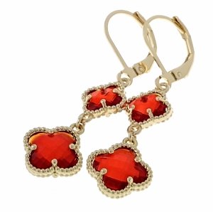 2012 Kolczyki złote wiszące stal chirurgiczna 316L nierdzewna koniczyna marokańska