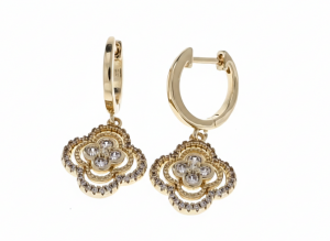 550a Kolczyki złote pozłacane cyrkonie wiszące 14K 