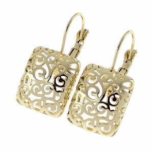 sz53 Kolczyki złote pozłacane 14k wiszące 
