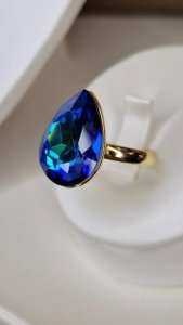 1737L Pierścionek złoty pozłacany 14k regulowany kryształek