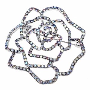 3183 Elegancka broszka przypinka srebrna cyrkonia kwiatek