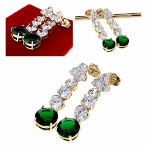 4960 Kolczyki złote pozłacane wiszące 14K Xuping cyrkonie 