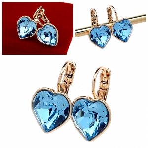 1582 Kolczyki złote Austrian Crystal cyrkonia pozłacane 18k Xuping wiszące serce 
