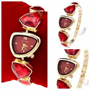 3376 Ekskluzywny damski złoty zegarek błyszczący cyrkonie Kurren klasyk 