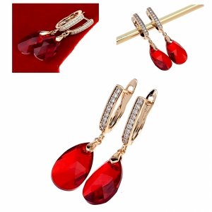 3721e Kolczyki złote Austrian Crystal cyrkonia pozłacane 18k Xuping wiszące