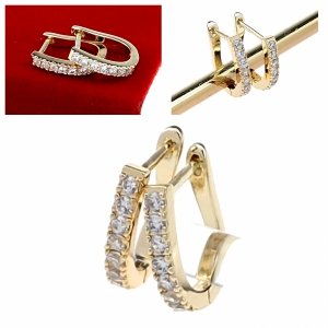 3964 Kolczyki złote pozłacane wiszące 14K cyrkonie 