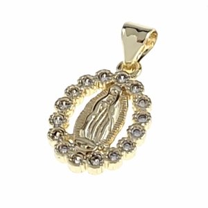 1914k Złota zawieszka błyszcząca pozłacana 14k cyrkonie medalik