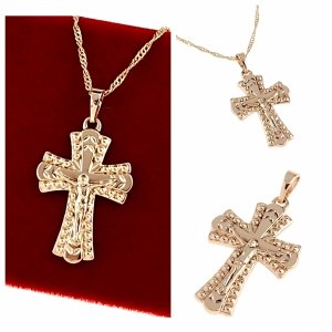 3513 Złota zawieszka pozłacana 18k Xuping krzyżyk 