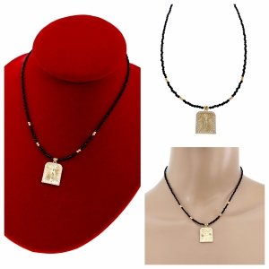 561 Złoty łańcuszek naszyjnik 37+5cm stal chirurgiczna 316L kryształki medalik