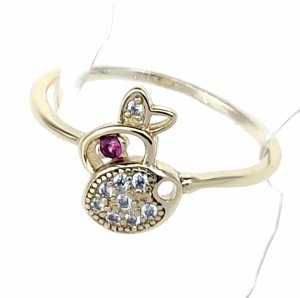 3723g Pierścionek złoty pozłacany 14k cyrkonie 