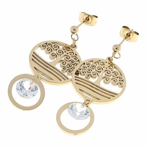 3200 Kolczyki złote stal chirurgiczna wiszące celebrytki drzewko szczęścia