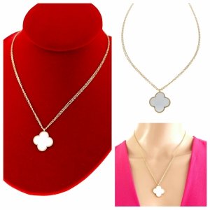 @387d Złoty łańcuszek naszyjnik 46+5 stal chirurgiczna 316L Viki lady koniczyna marokańska 