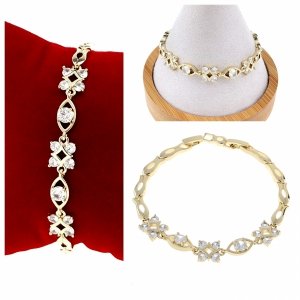 1434 Bransoletka złota elegancka cyrkonie 19cm pozłacana 14k Aisadi 