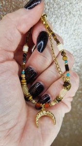 4800 Bransoletka kamienie naturalne mix kamieni 16+5cm stal chirurgiczna 316L nierdzewna 