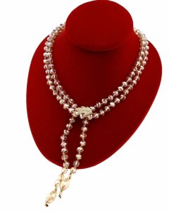 1316 Złoty łańcuszek naszyjnik 100cm stal chirurgiczna 316L kryształki