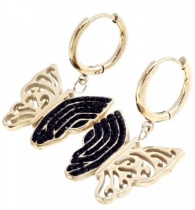 2326L Kolczyki złote stal chirurgiczna wiszące celebrytki 