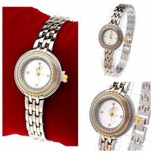 1857 Ekskluzywny damski złoto srebrny zegarek błyszczący cyrkonie klasyk