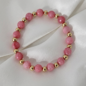 1586b Bransoletka kamień naturalny jadeit na gumce jubilerskiej