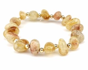 4522 Bransoletka naturalny kamień cytryn na gumce jubilerskiej