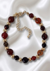 2332i Bransoletka złota agat kamień 18+3 naturalny stal chirurgiczna 316L