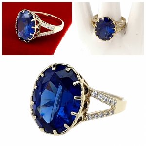 325b Pierścionek złoty zaręczynowy błyszczący cyrkonie pozłacany 14k 