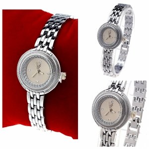 101a Ekskluzywny damski srebrny zegarek błyszczący cyrkonie klasyk