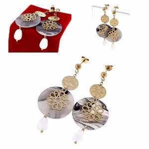 2924 Kolczyki złote stal chirurgiczna 316L nierdzewna celebrytki wiszące Viki lady 