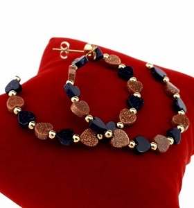 3959 Kolczyki złote wiszące stal chirurgiczna 316L nierdzewna piasek pustyni, noc Kairu