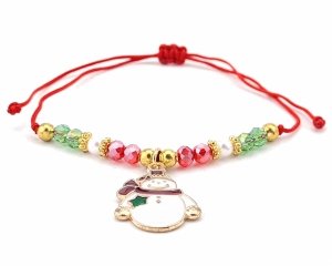 4879 Bransoletka świąteczna Boże Narodzenie prezent święta sznurek czerwony regulowana  