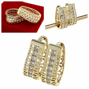 1764c Kolczyki złote pozłacane wiszące 14K Xuping cyrkonie