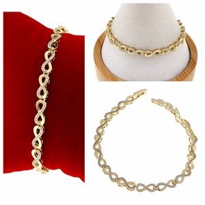1710 Bransoletka złota elegancka cyrkonie 19,5cm pozłacana 14k Aisadi
